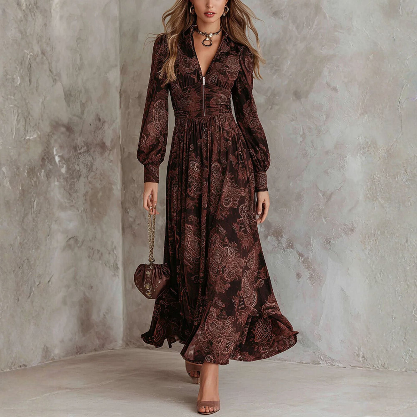 Solan Marseille | Robe midi à imprimé paisley